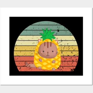 Vintage Pineapple and Cat Lover Posters and Art